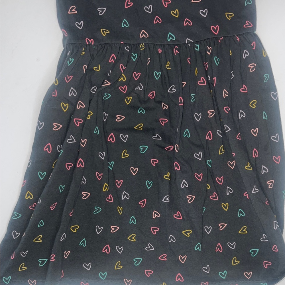Girls 10/12 Cat & Jack Charcoal Dress with Vibrant Heart Design - Picture 4 of 6